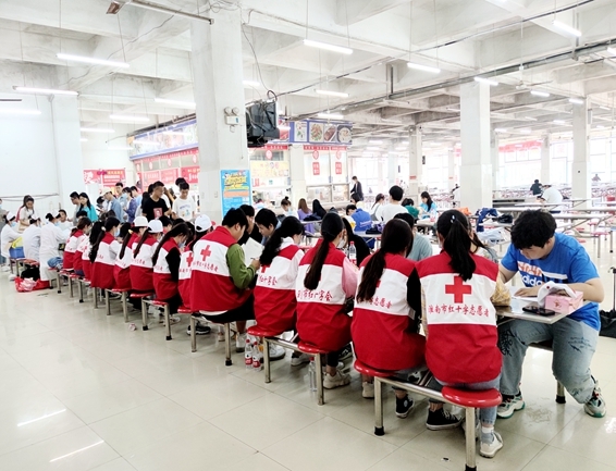 淮南市红十字志愿者连续开展献血采样服务1